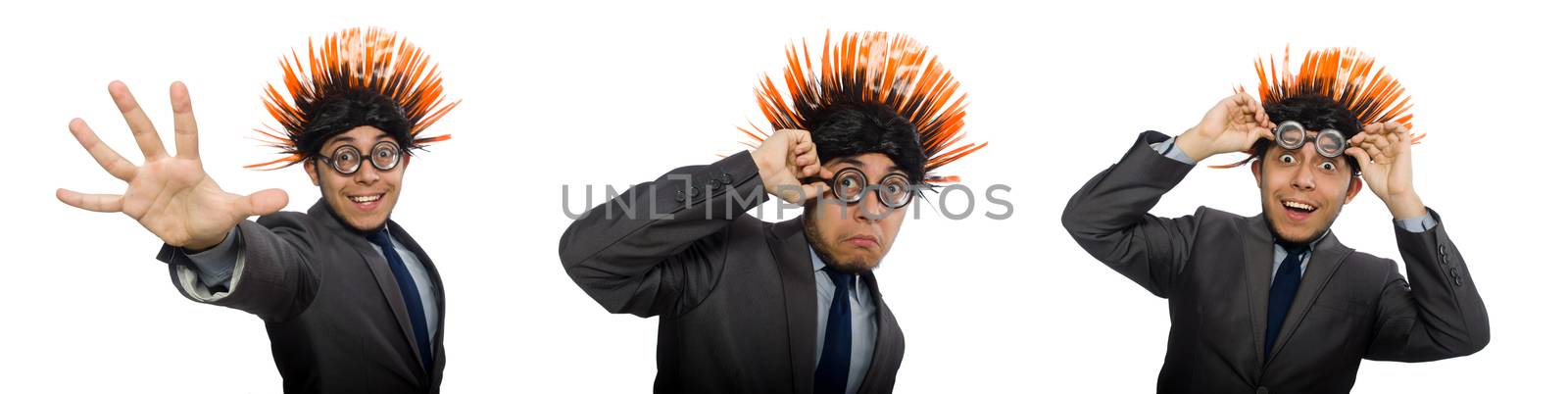 Funny man with mohawk hairstyle