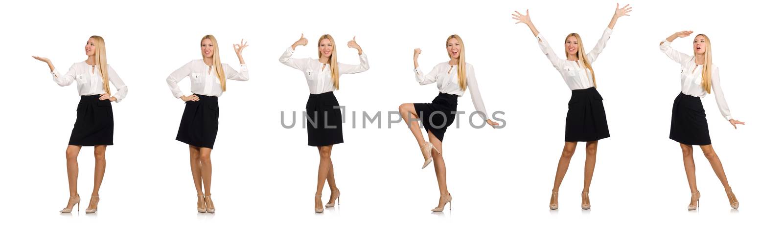 Businesswoman in business concept isolated on white