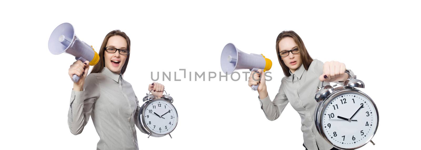 Woman in business concept isolated on white