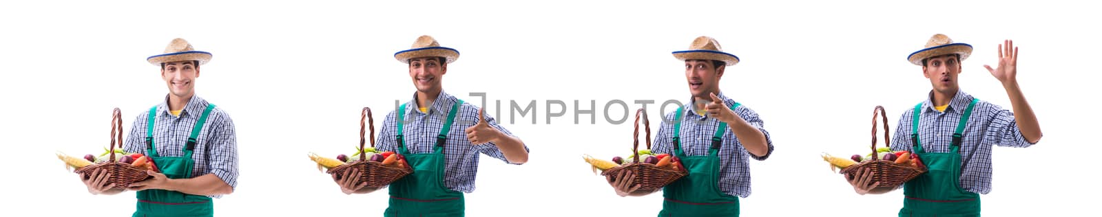 Young farmer isolated on the white background