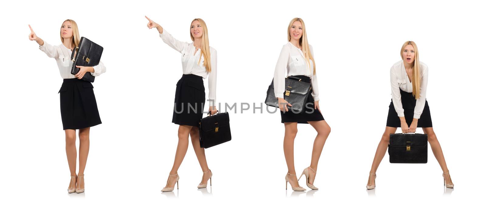 Businesswoman in business concept isolated on white by Elnur