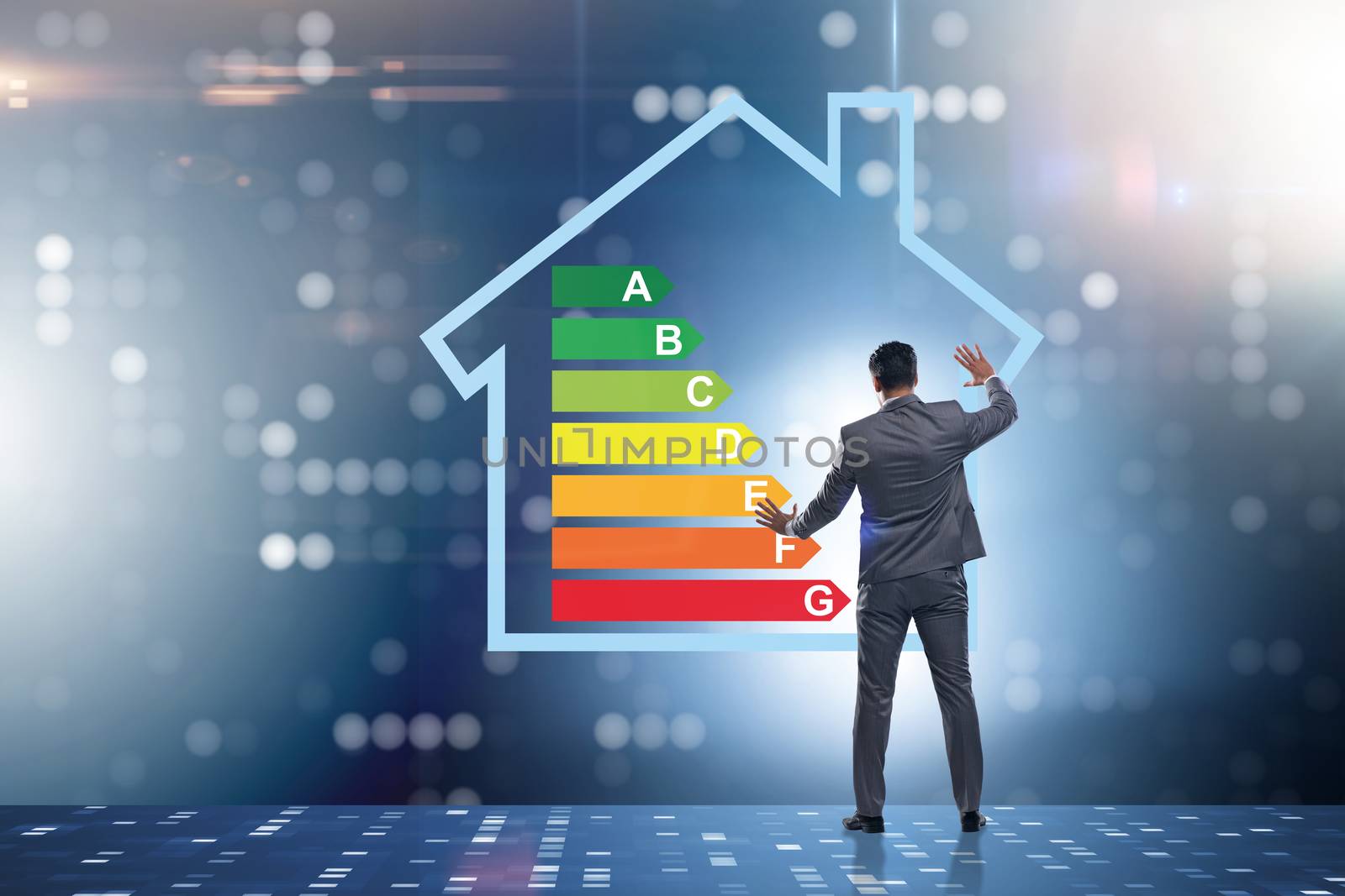 Businessman in energy efficiency concept