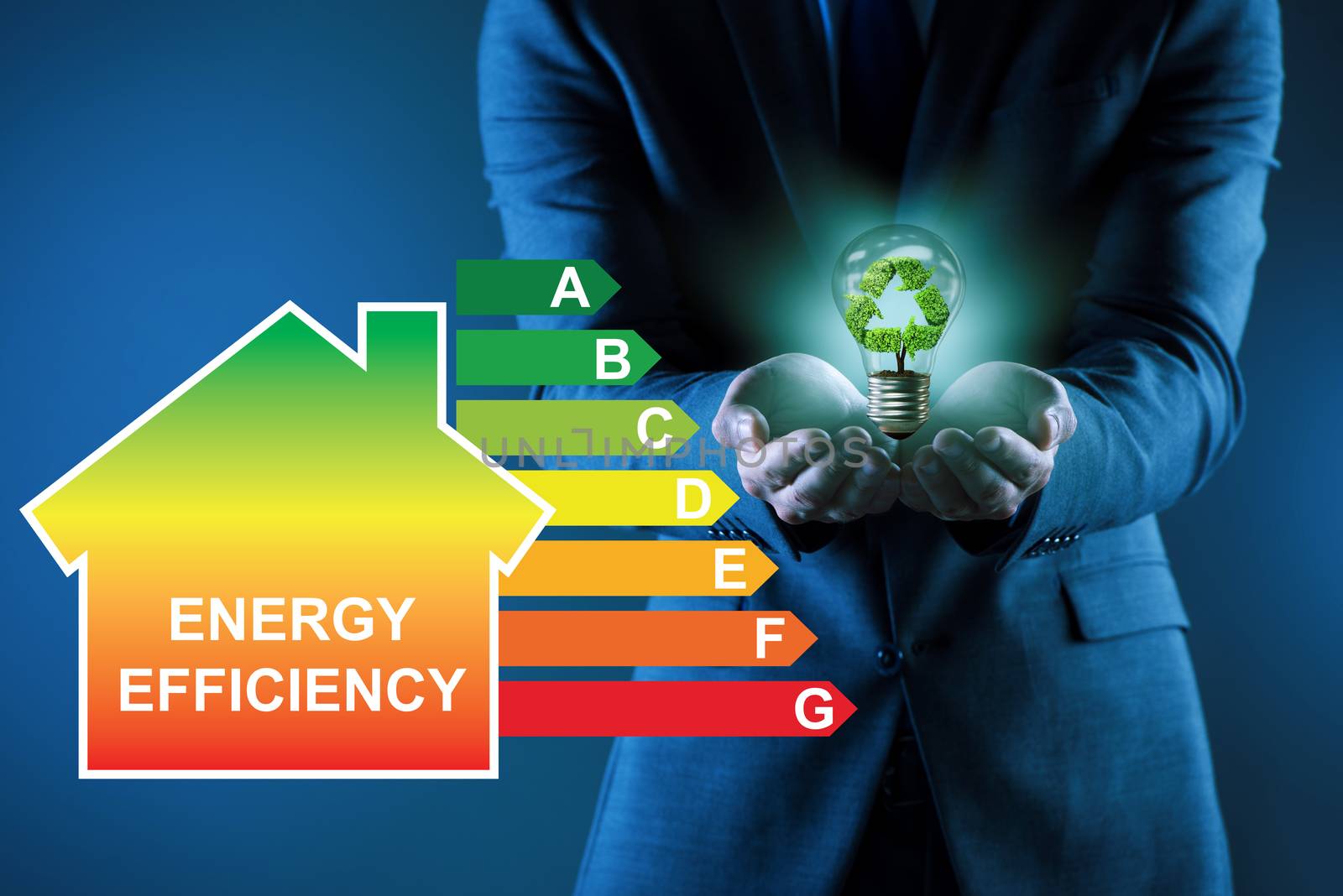 Businessman in energy efficiency concept