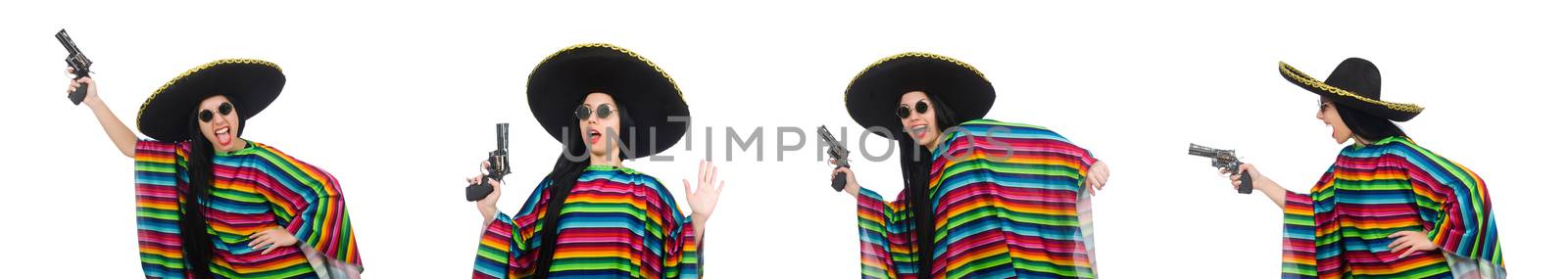 Mexican woman in funny concept on white by Elnur