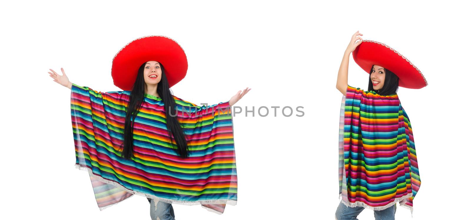 Mexican woman in funny concept on white by Elnur