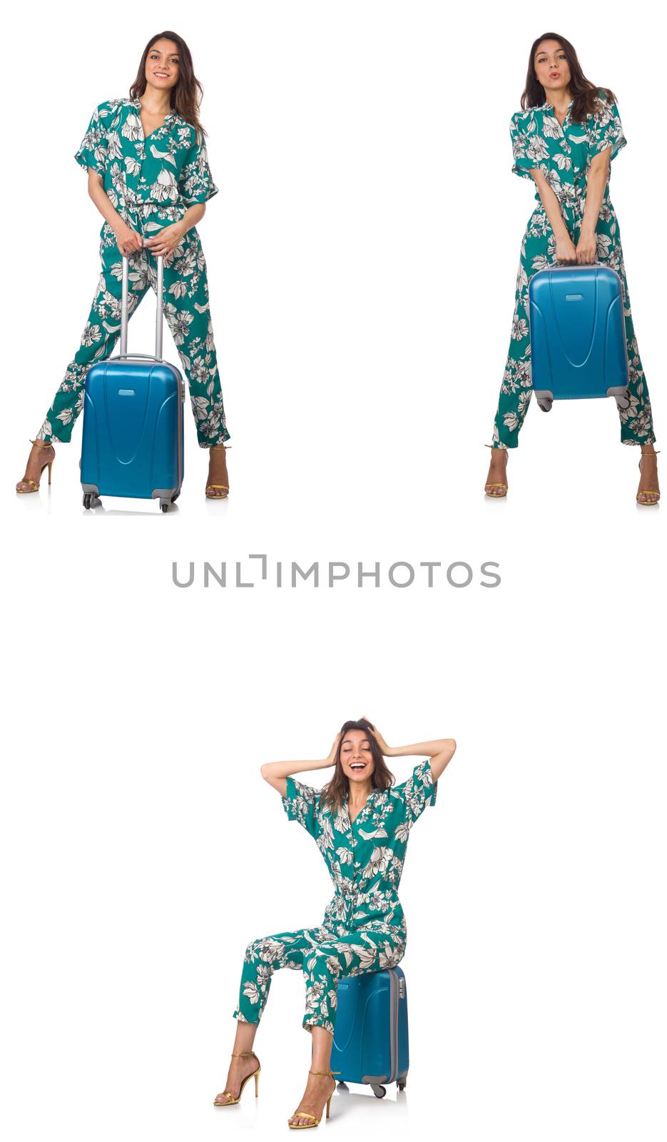 Woman with suitacases preparing for summer vacation by Elnur