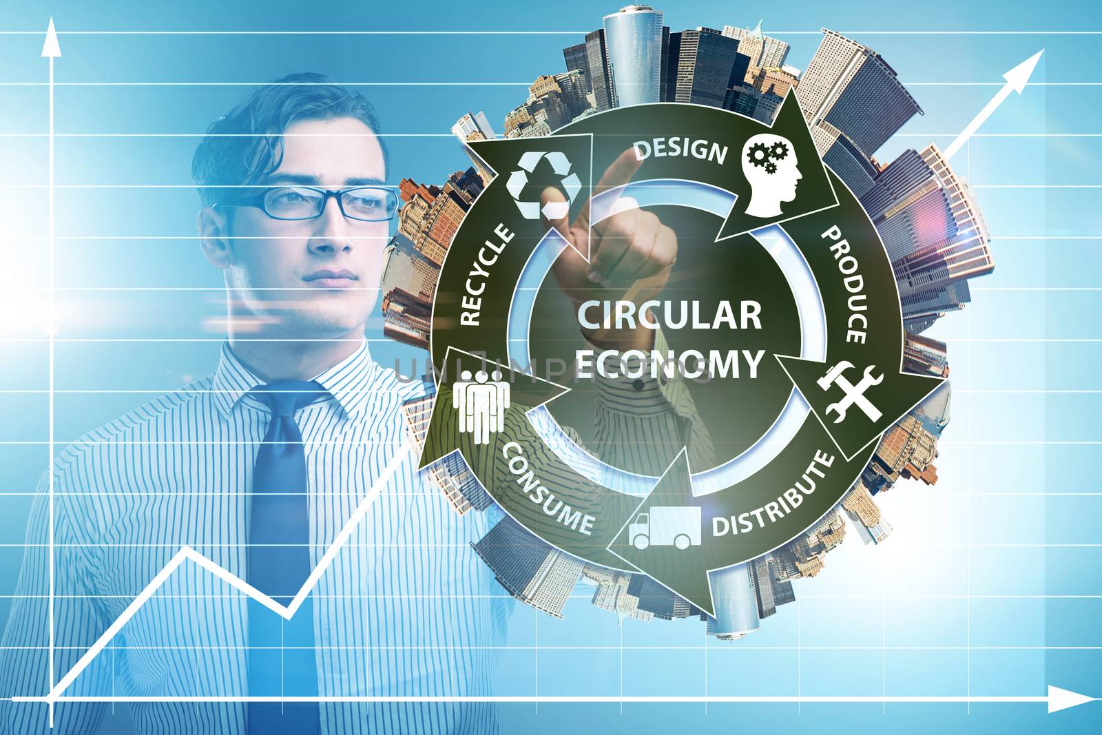 Concept of circular economy with businessman by Elnur