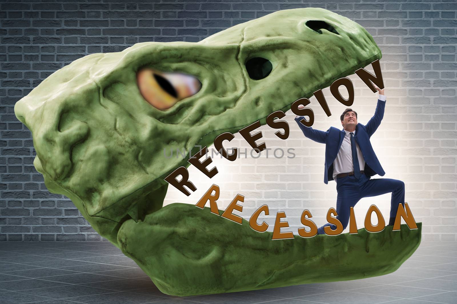 Businessman in crisis and recession concept