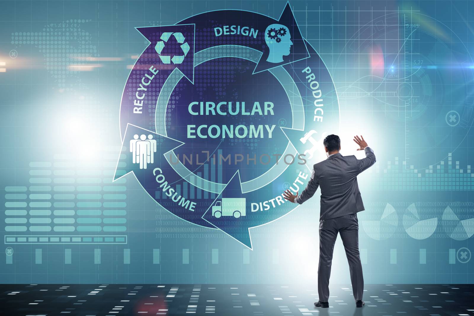 Concept of circular economy with businessman by Elnur