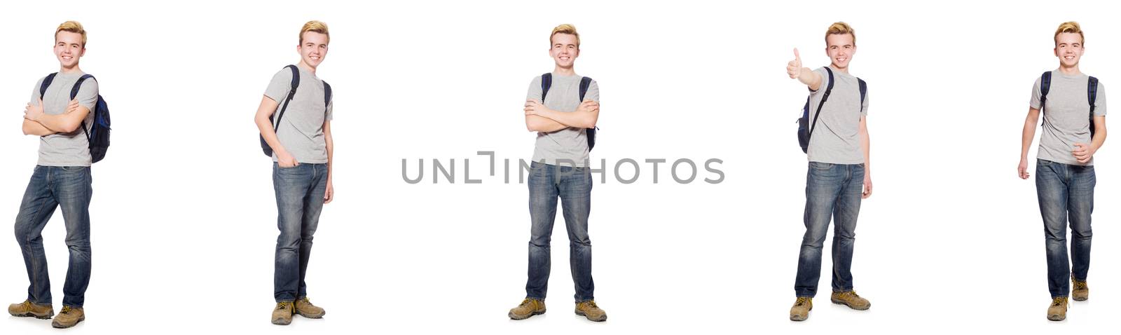 Young student isolated on white background 