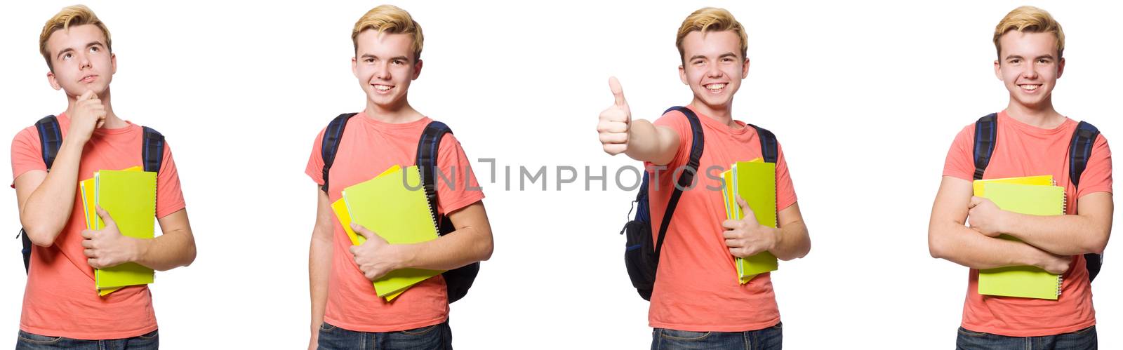 Young student isolated on white background 