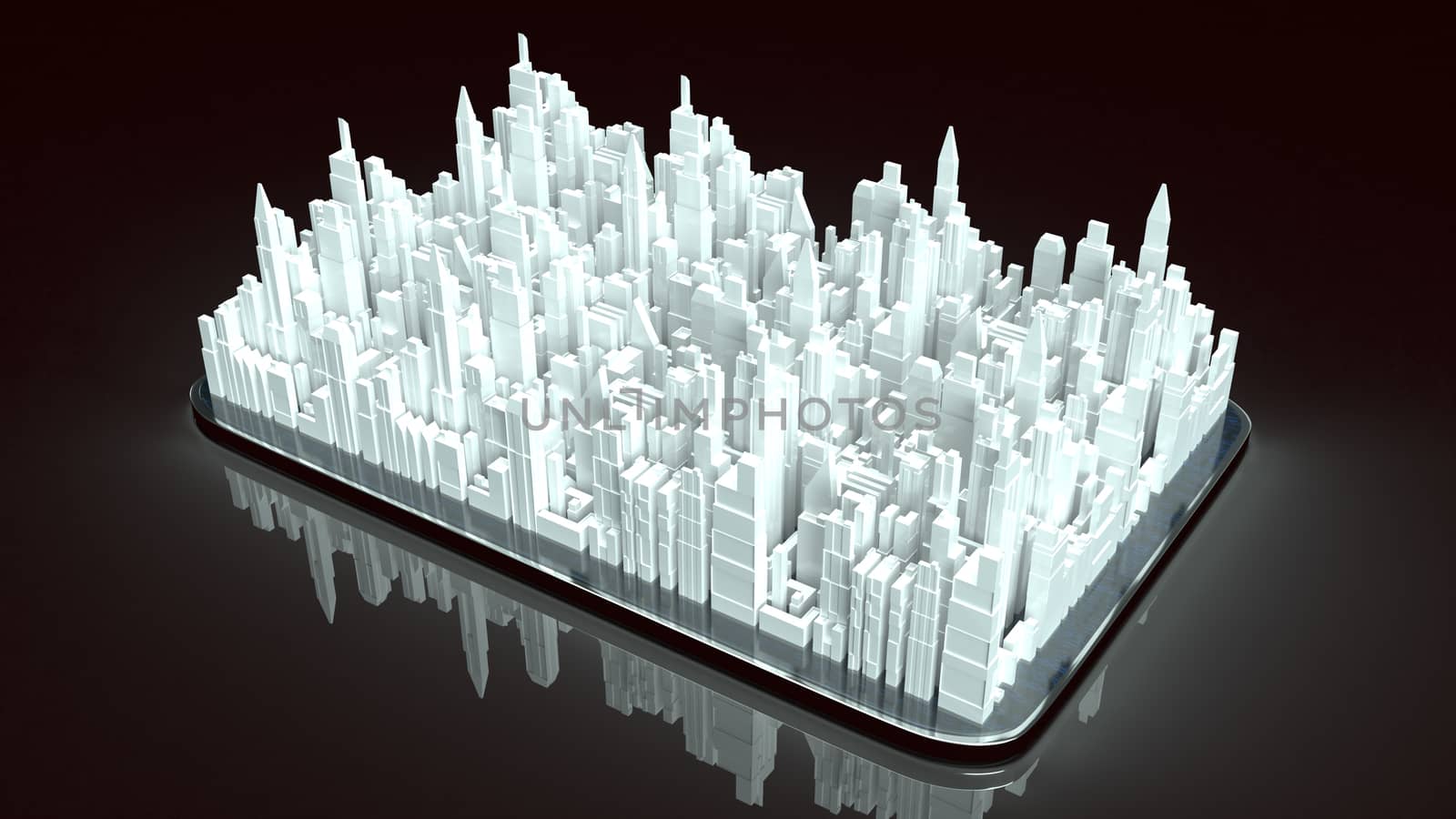 The building city on tablet for property content 3d rendering.
