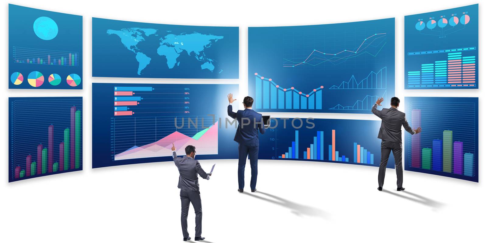 Businessman in business visualization and infographics concept