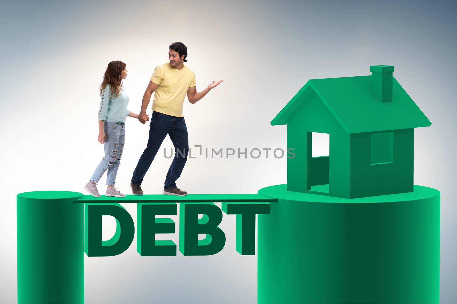 Concept of family taking mortgage loan for house by Elnur