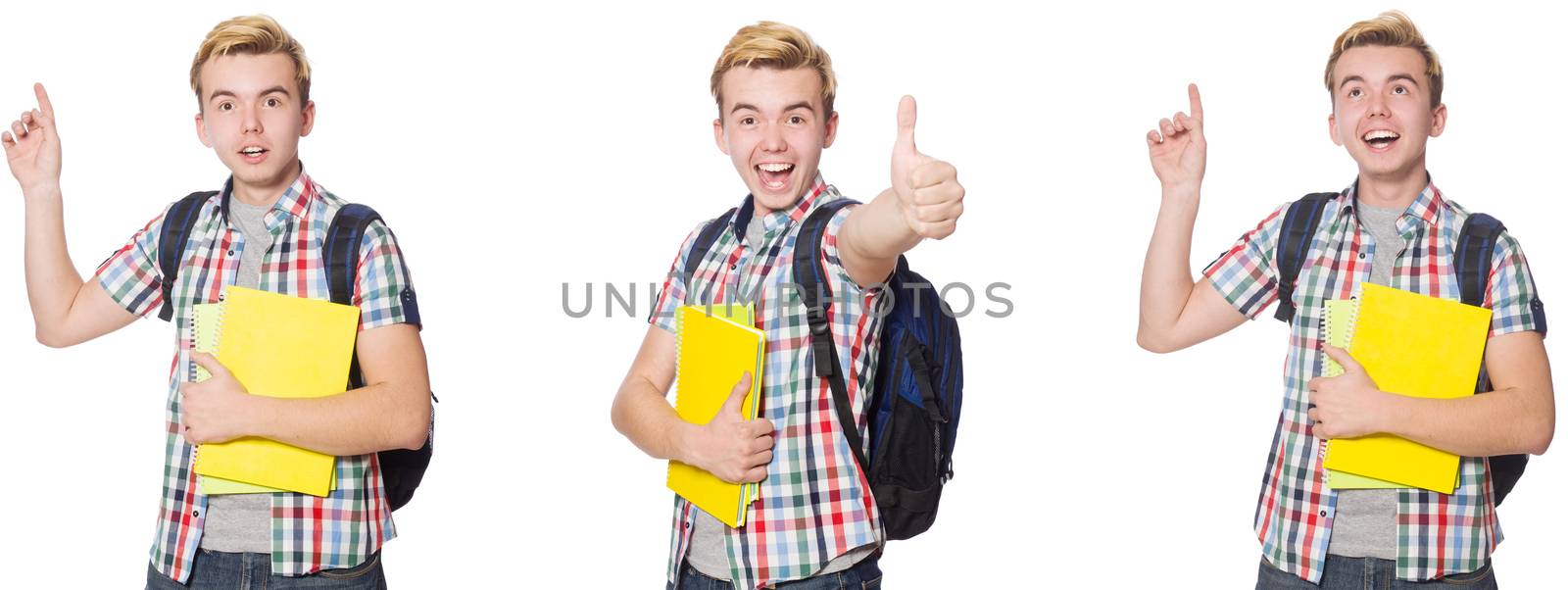 Young student isolated on white background 