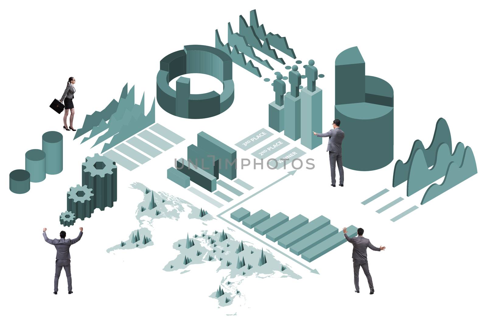 Businessman in business analytics infographics concept