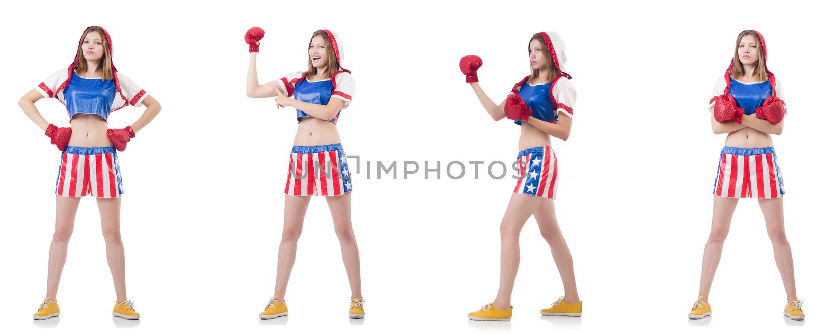 Young female boxer isolated on white  by Elnur
