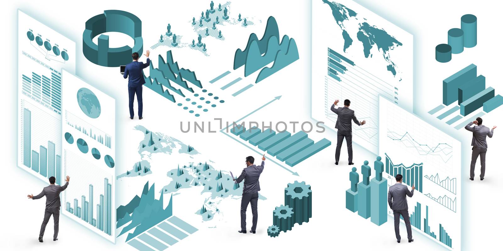 Businessman in business visualization and infographics concept