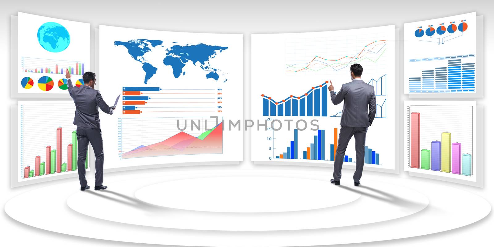 Businessman in business visualization and infographics concept