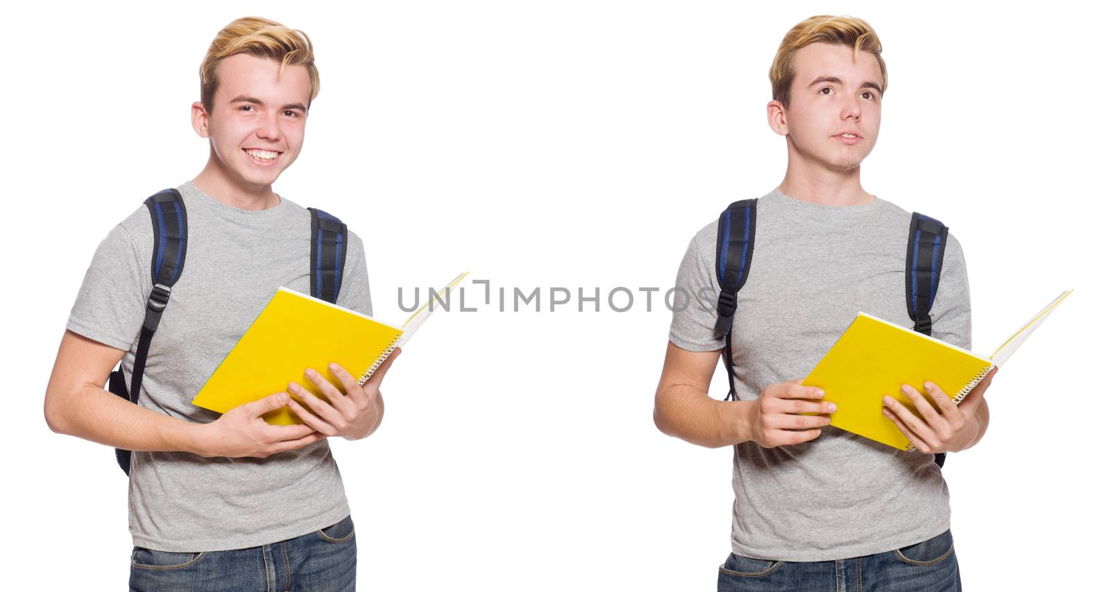 Young student isolated on white background 