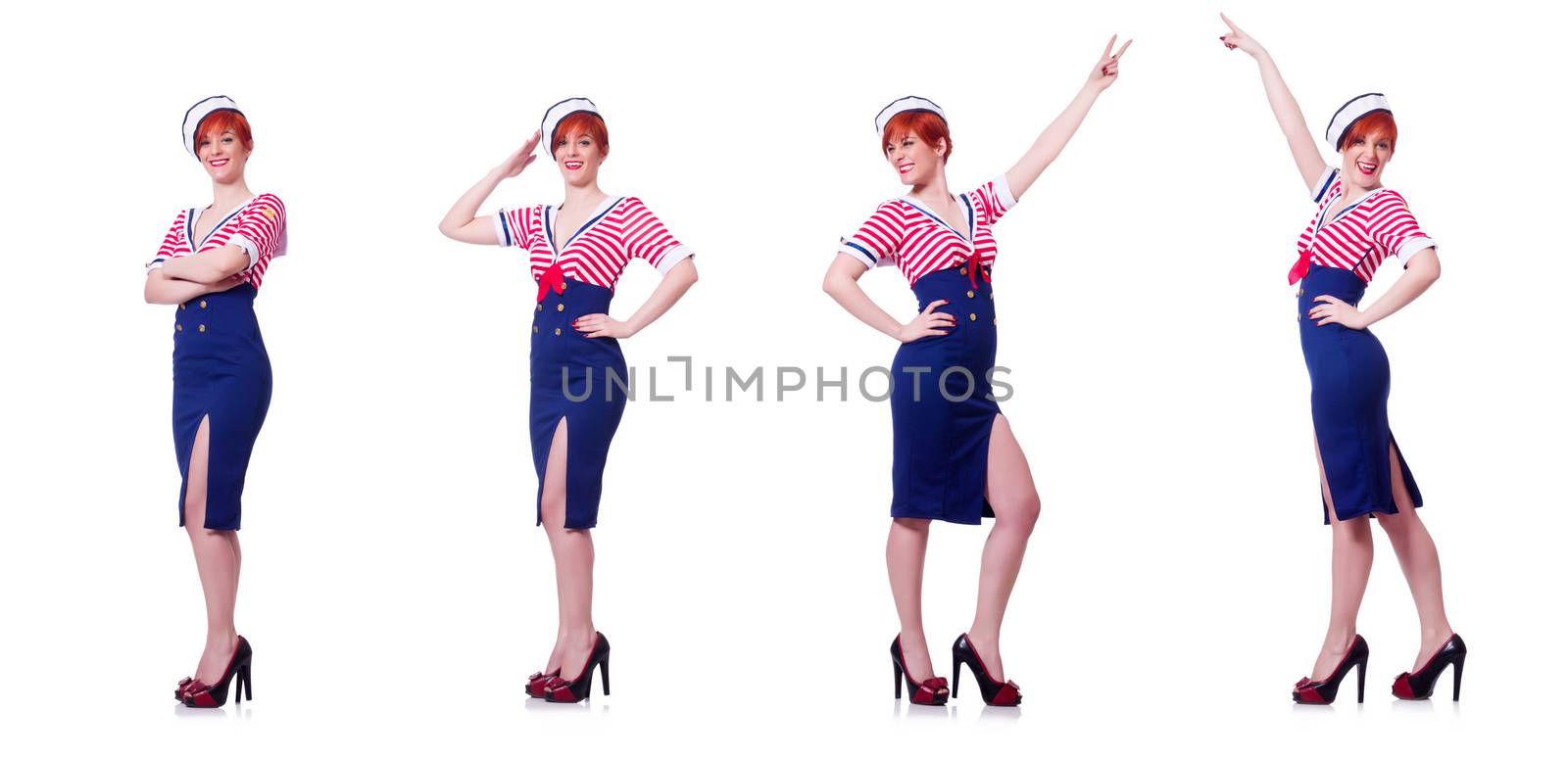 Airhostess isolated on the white background by Elnur