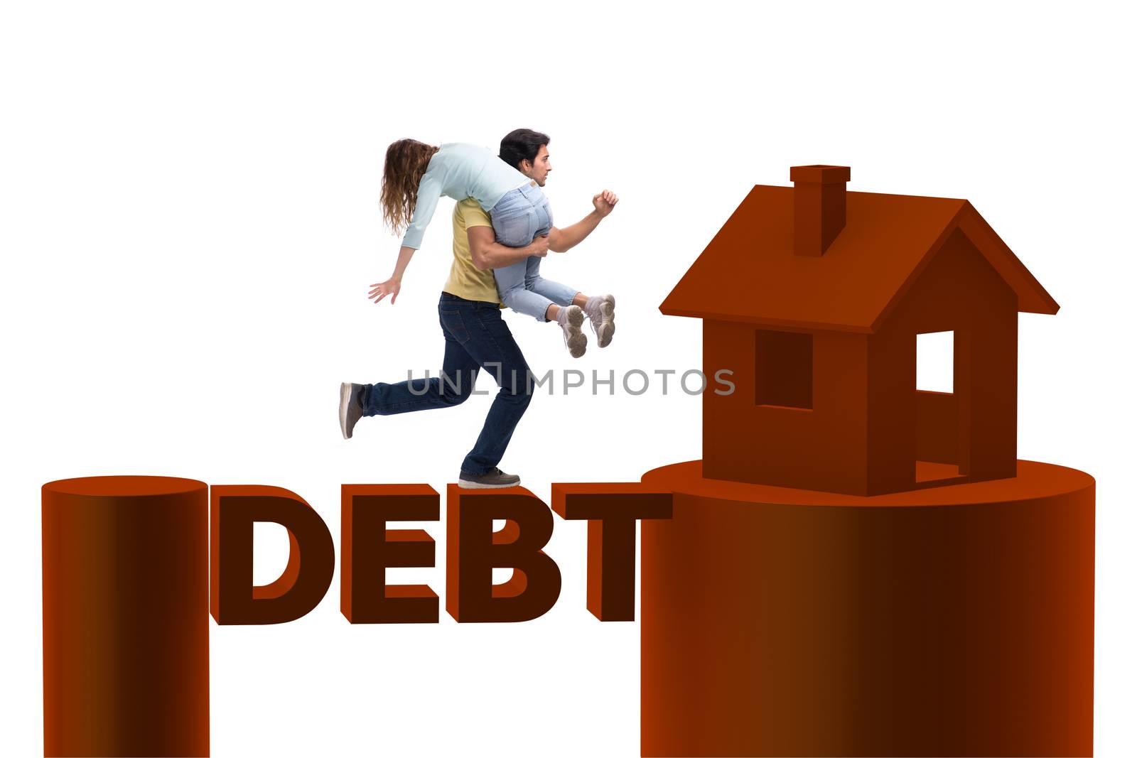 Concept of family taking mortgage loan for house by Elnur