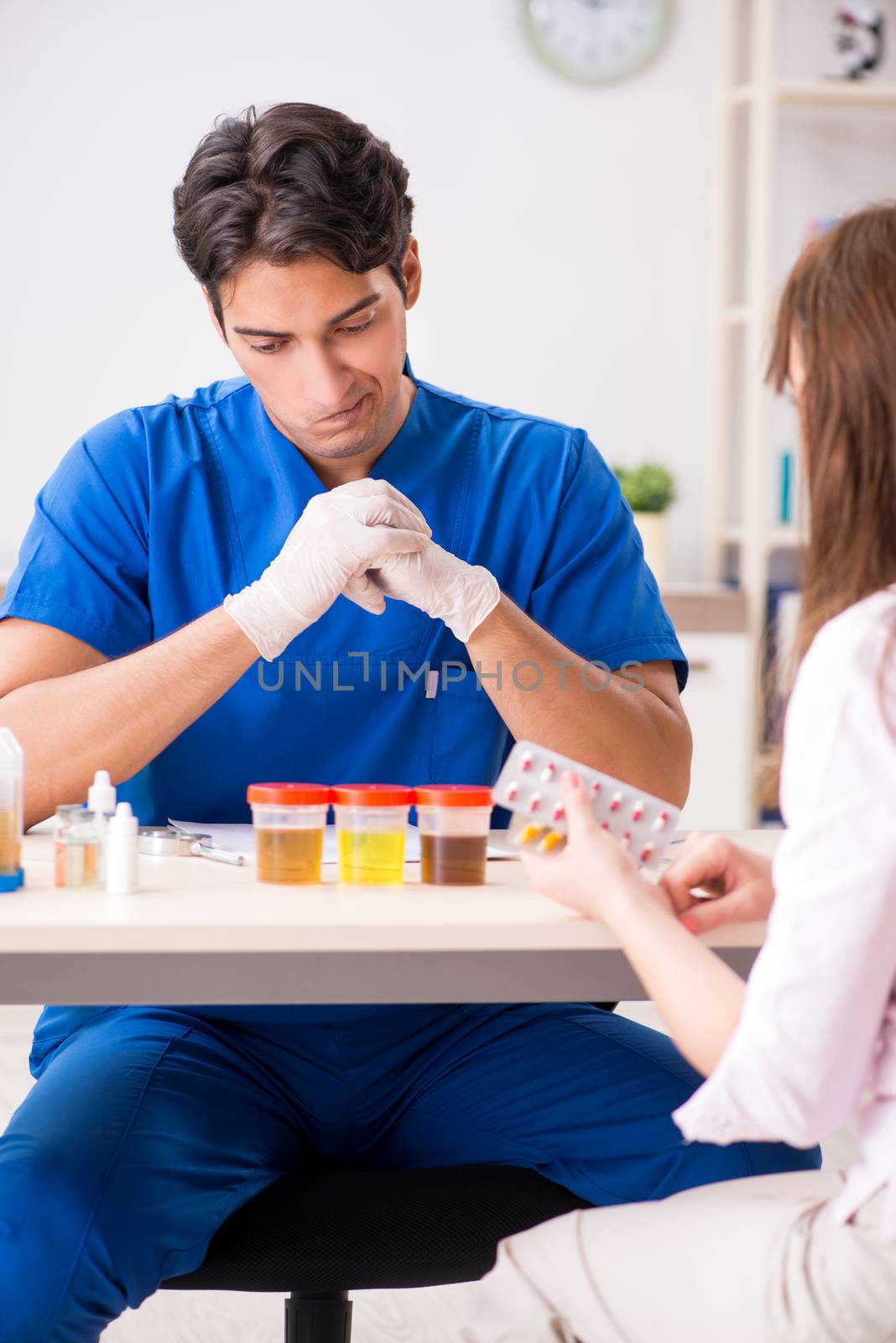 Patient visiting doctor for urine test by Elnur