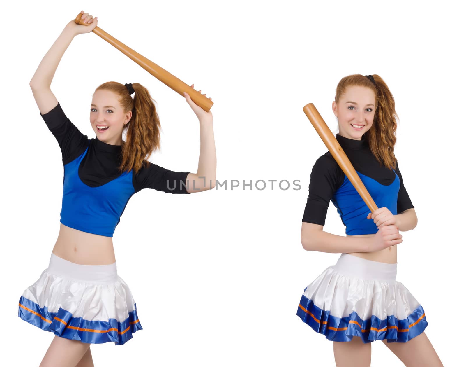 Cheerleader isolated on the white background