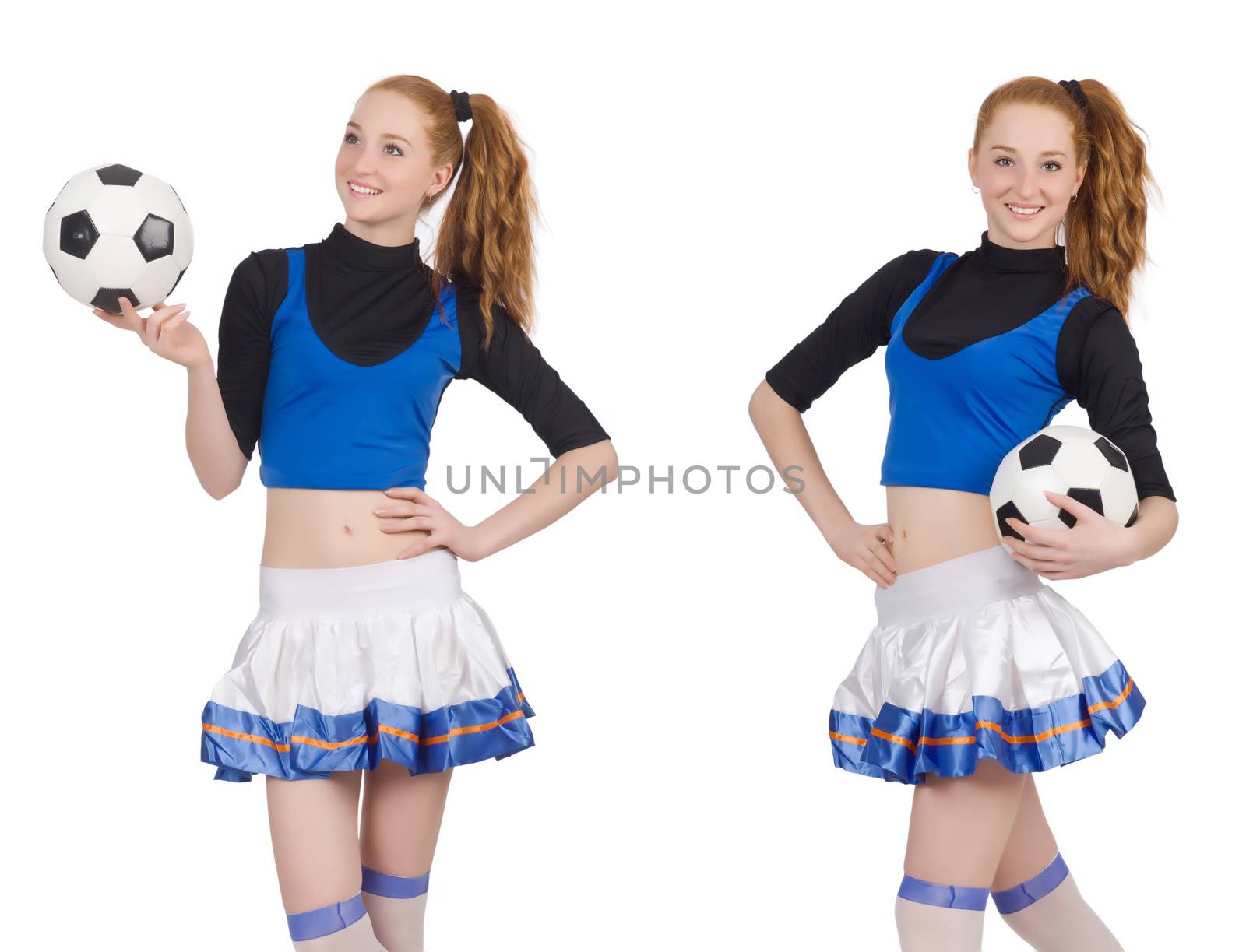 Cheerleader isolated on the white background