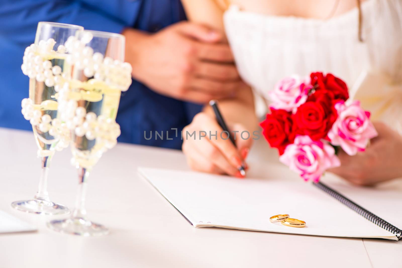 Wedding ceremony with wife and husband