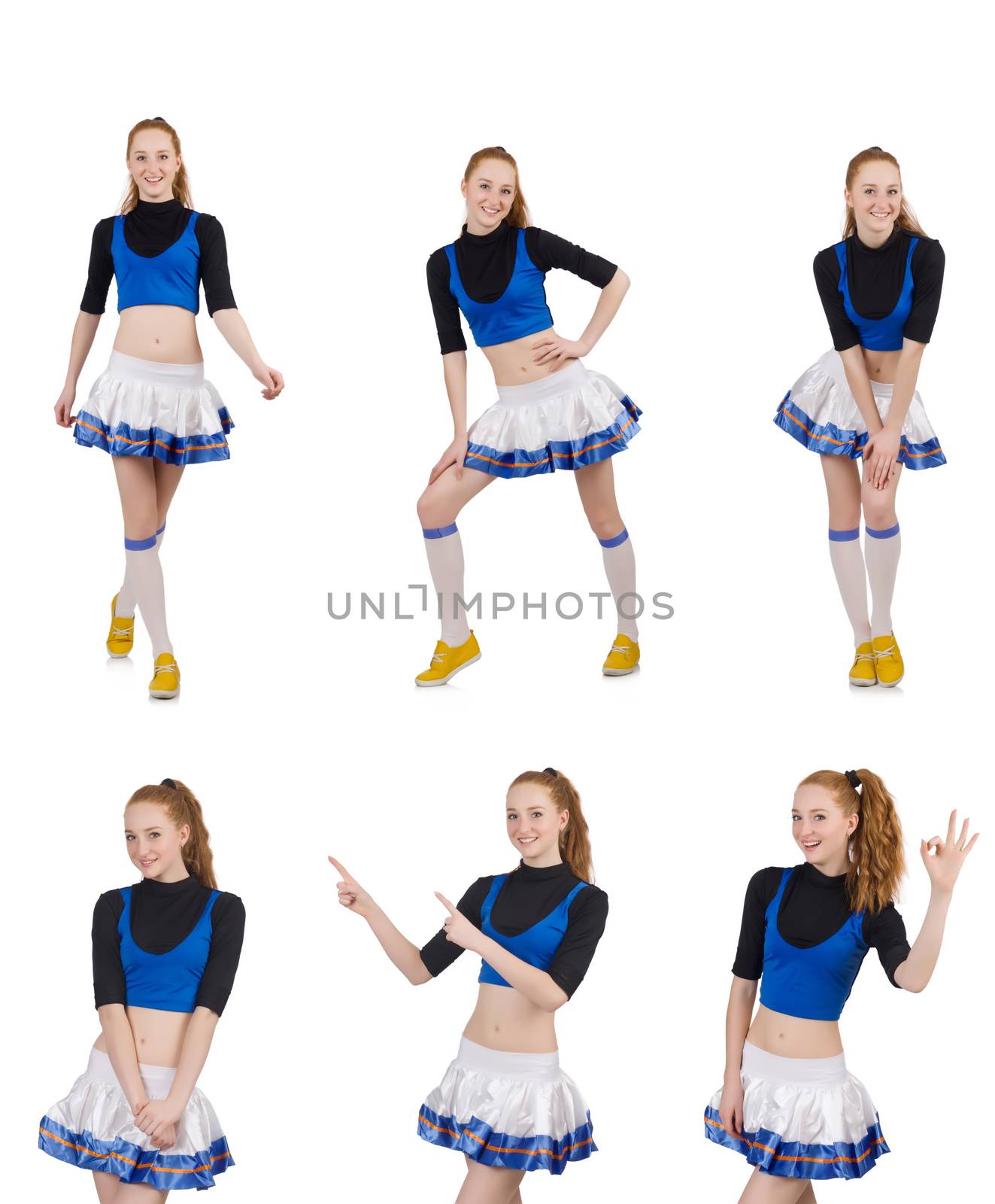 Cheerleader isolated on the white background