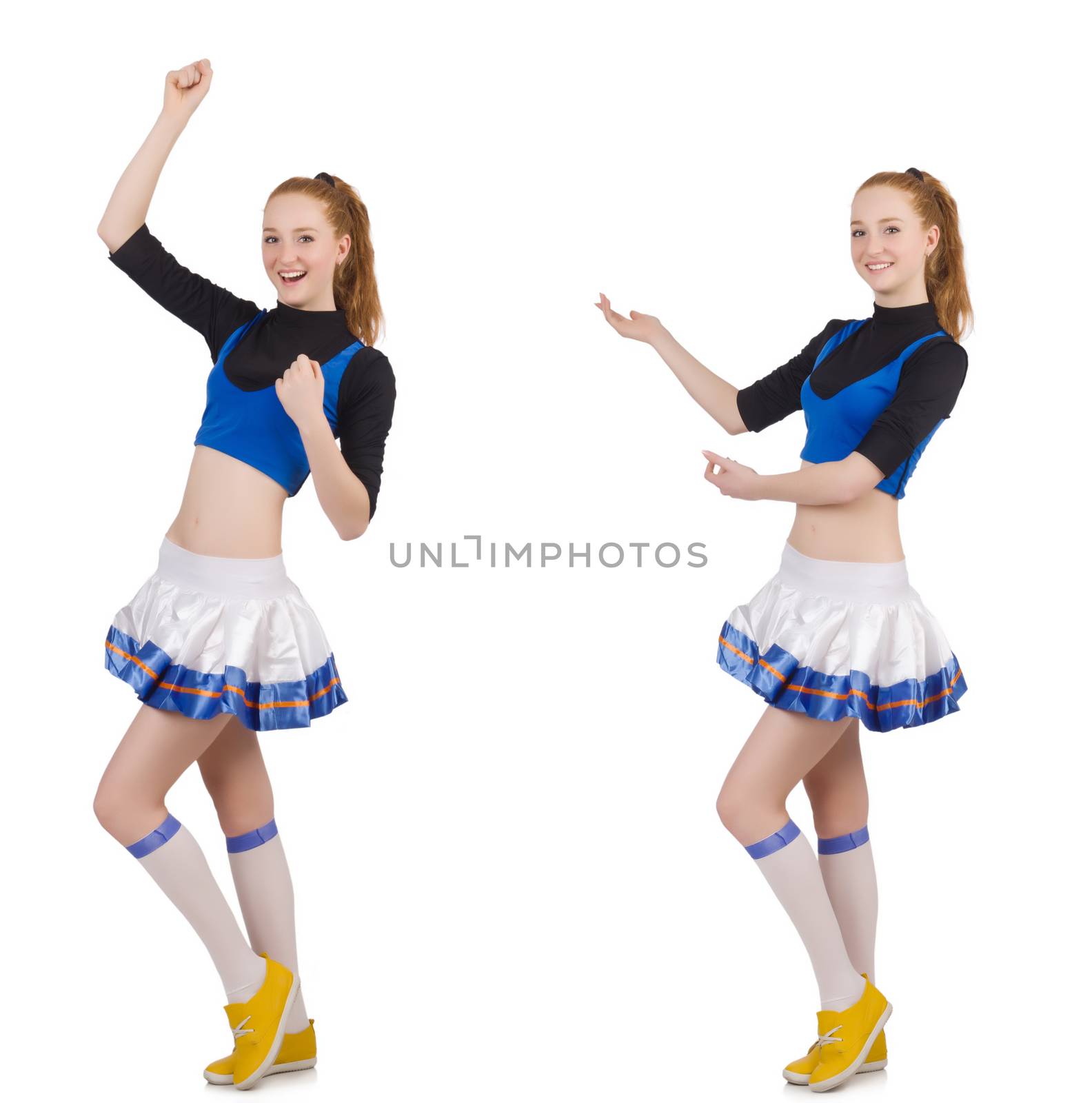 Cheerleader isolated on the white background