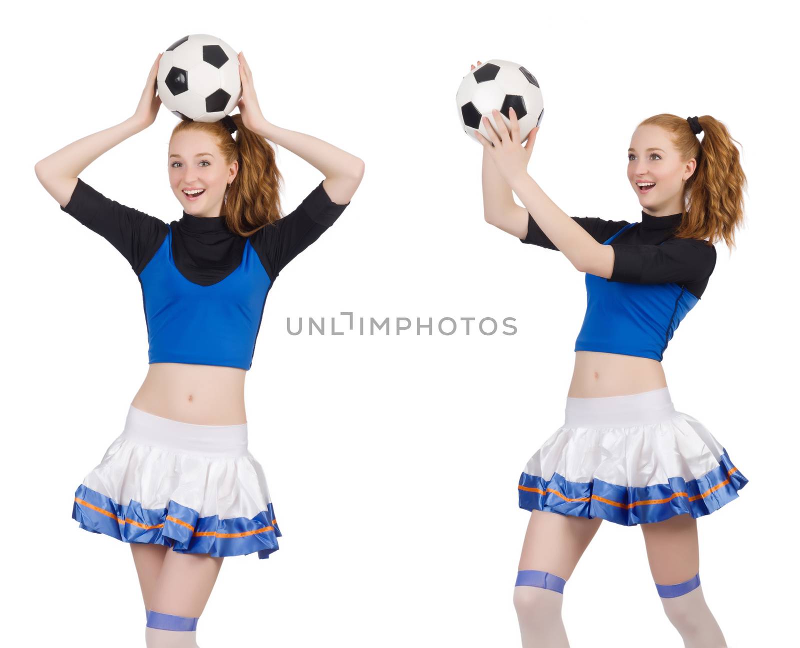 Cheerleader isolated on the white background