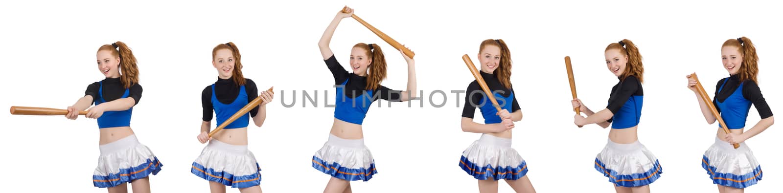 Cheerleader isolated on the white background