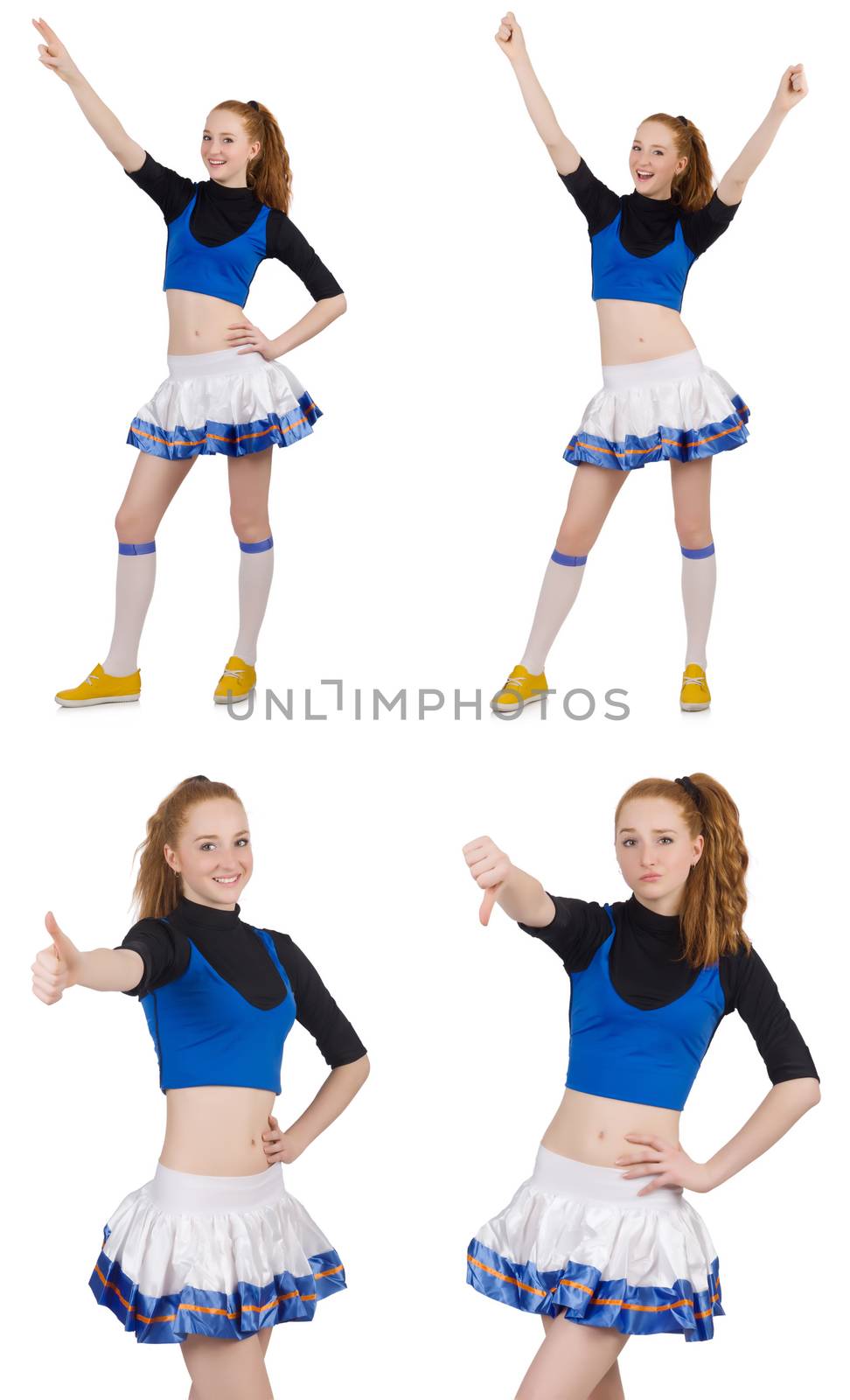 Cheerleader isolated on the white background