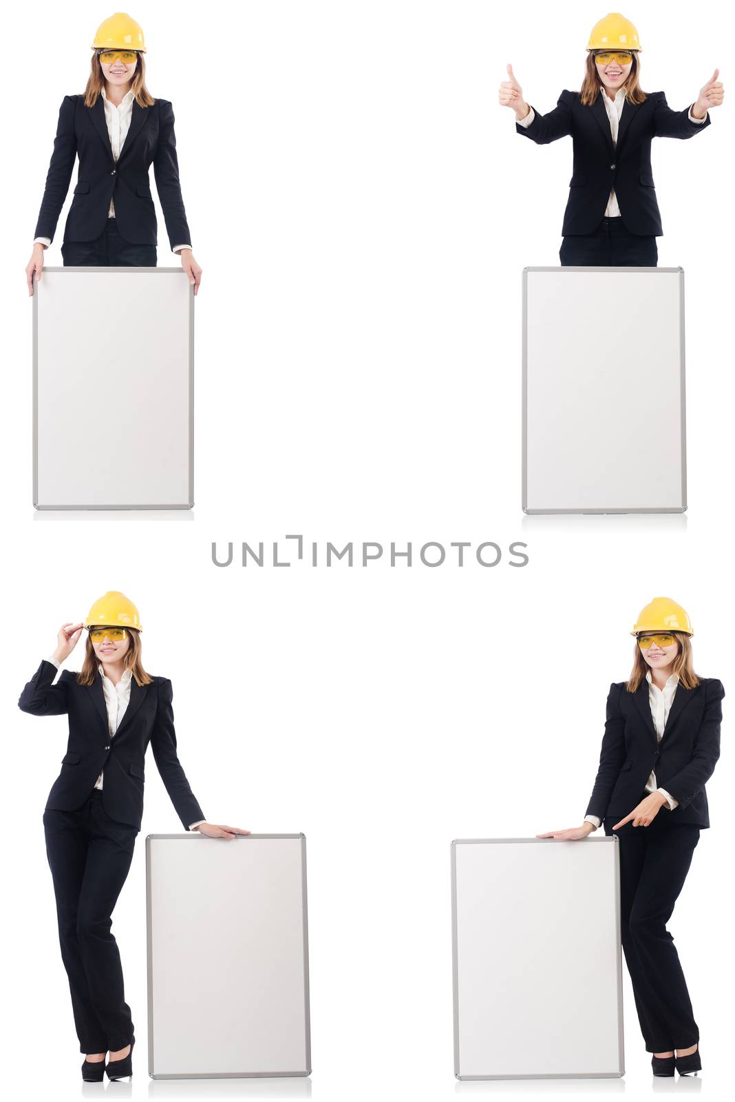 Young female builder with whiteboard  by Elnur