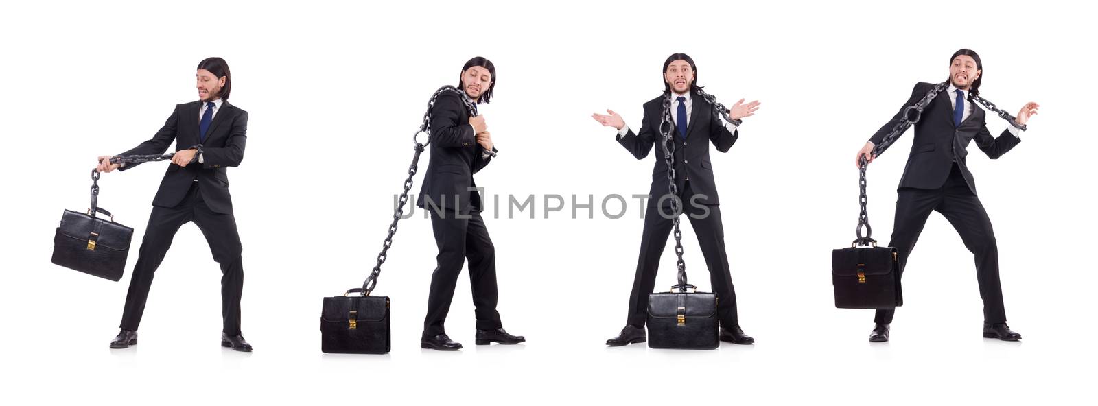 Man with chain isolated on the white