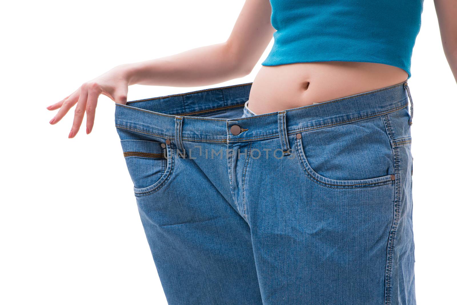 Concept of dieting with oversized jeans by Elnur