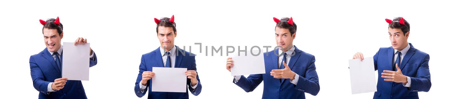 Young devil businessman isolated on white   by Elnur