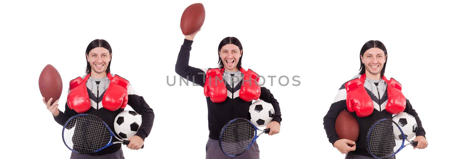 Man in sports concept isolated on white