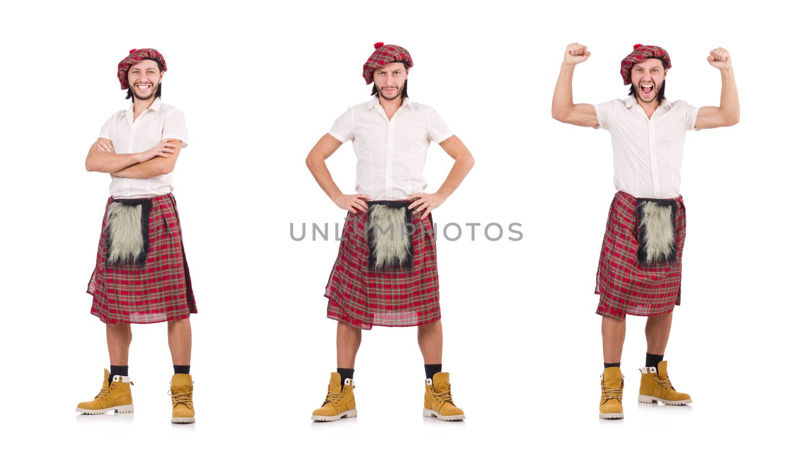 Happy Scotsman isolated on white by Elnur