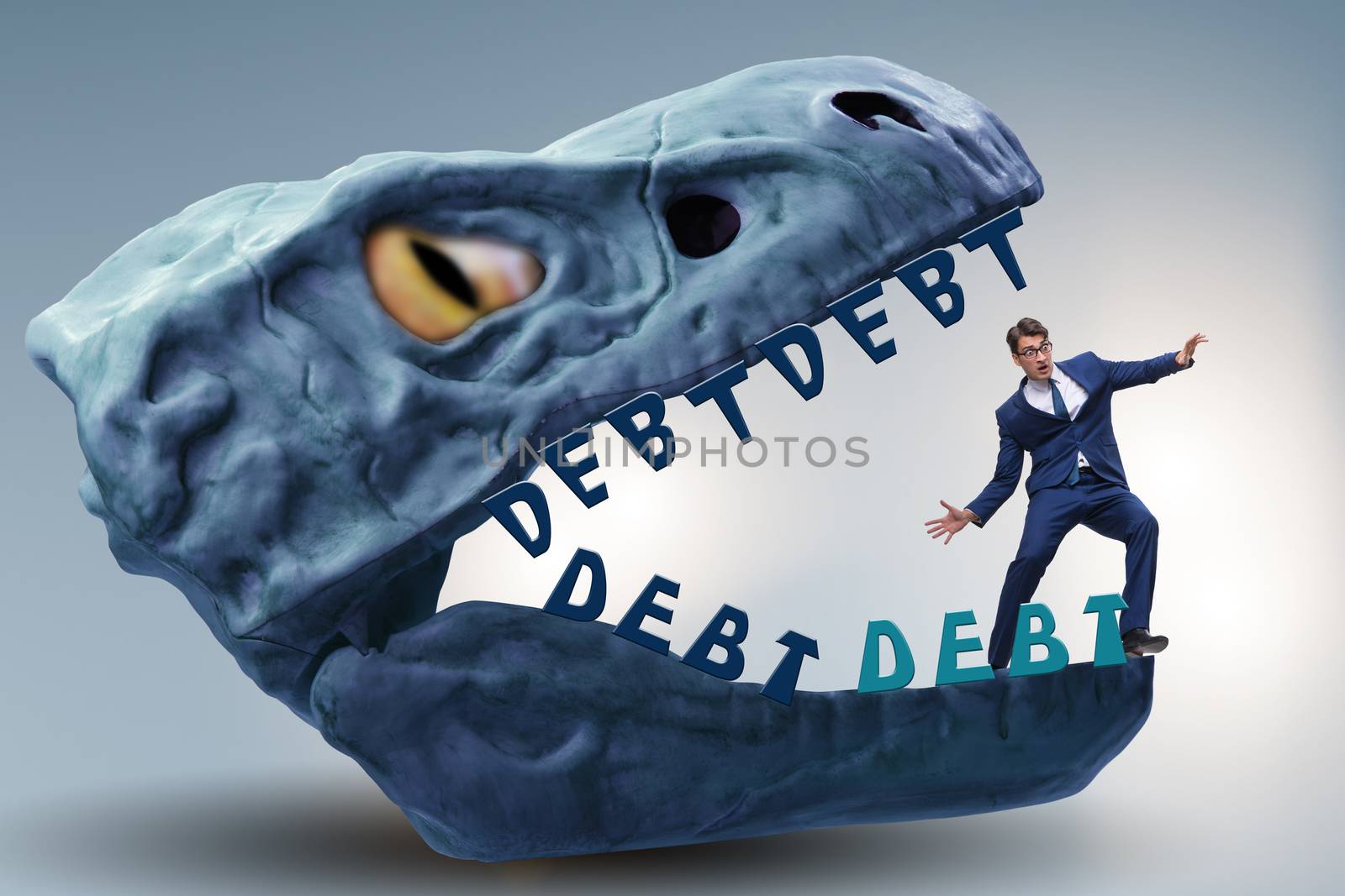 Businessman in the jaws of debt and loan by Elnur