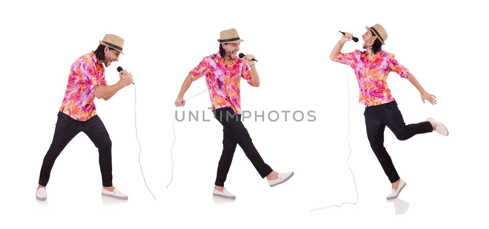 Man in colourful shirt isolated on white by Elnur