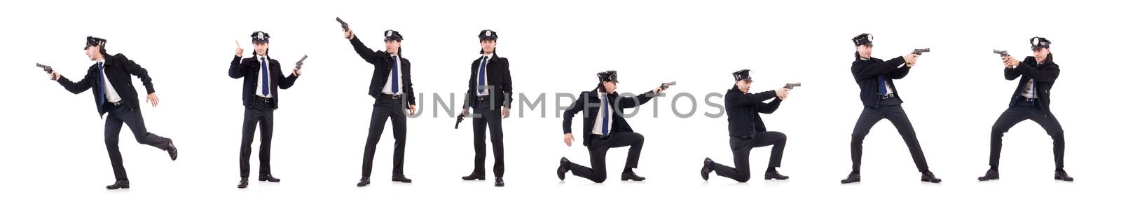 Police officer isolated on white
