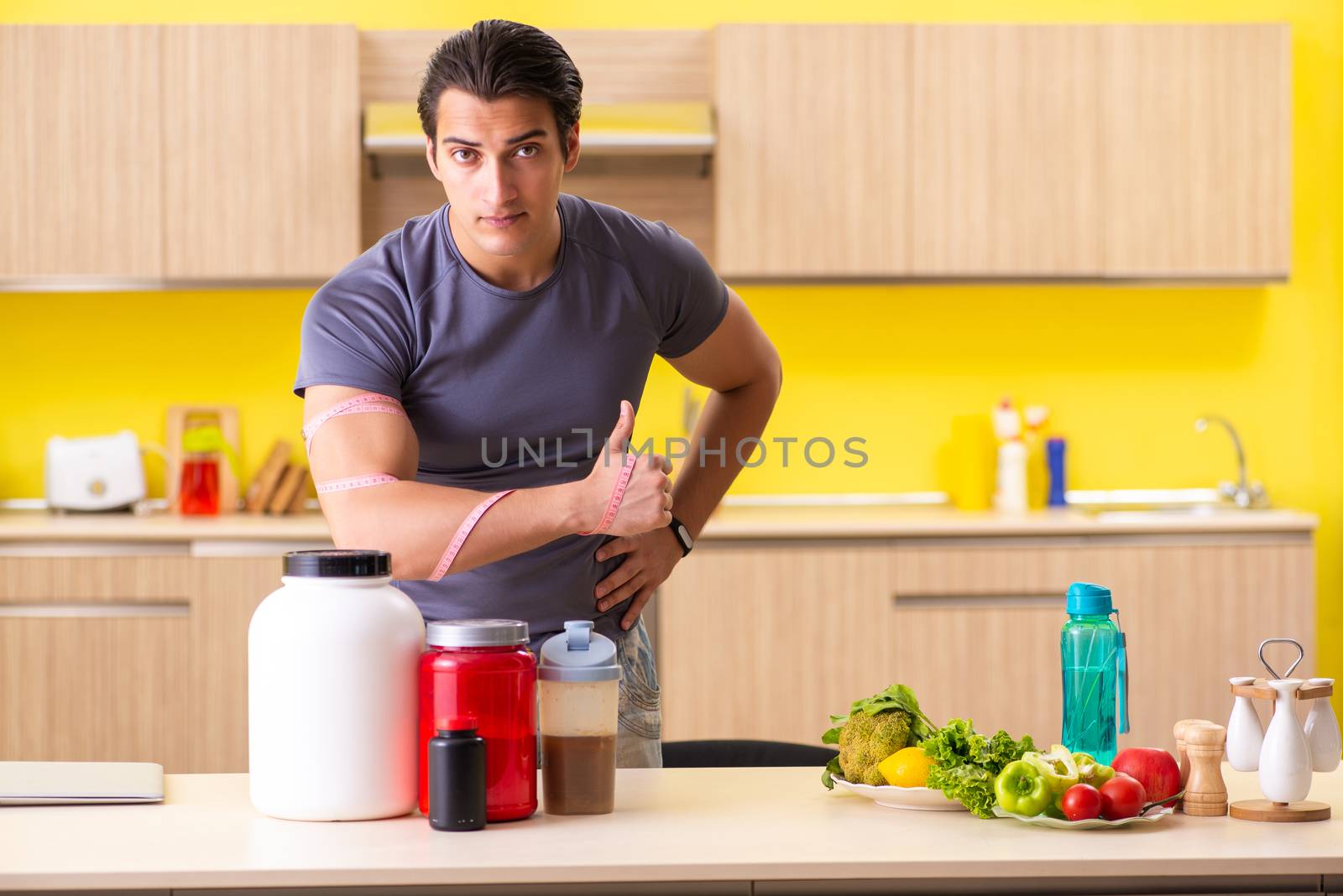 Young man in healthy eating concept