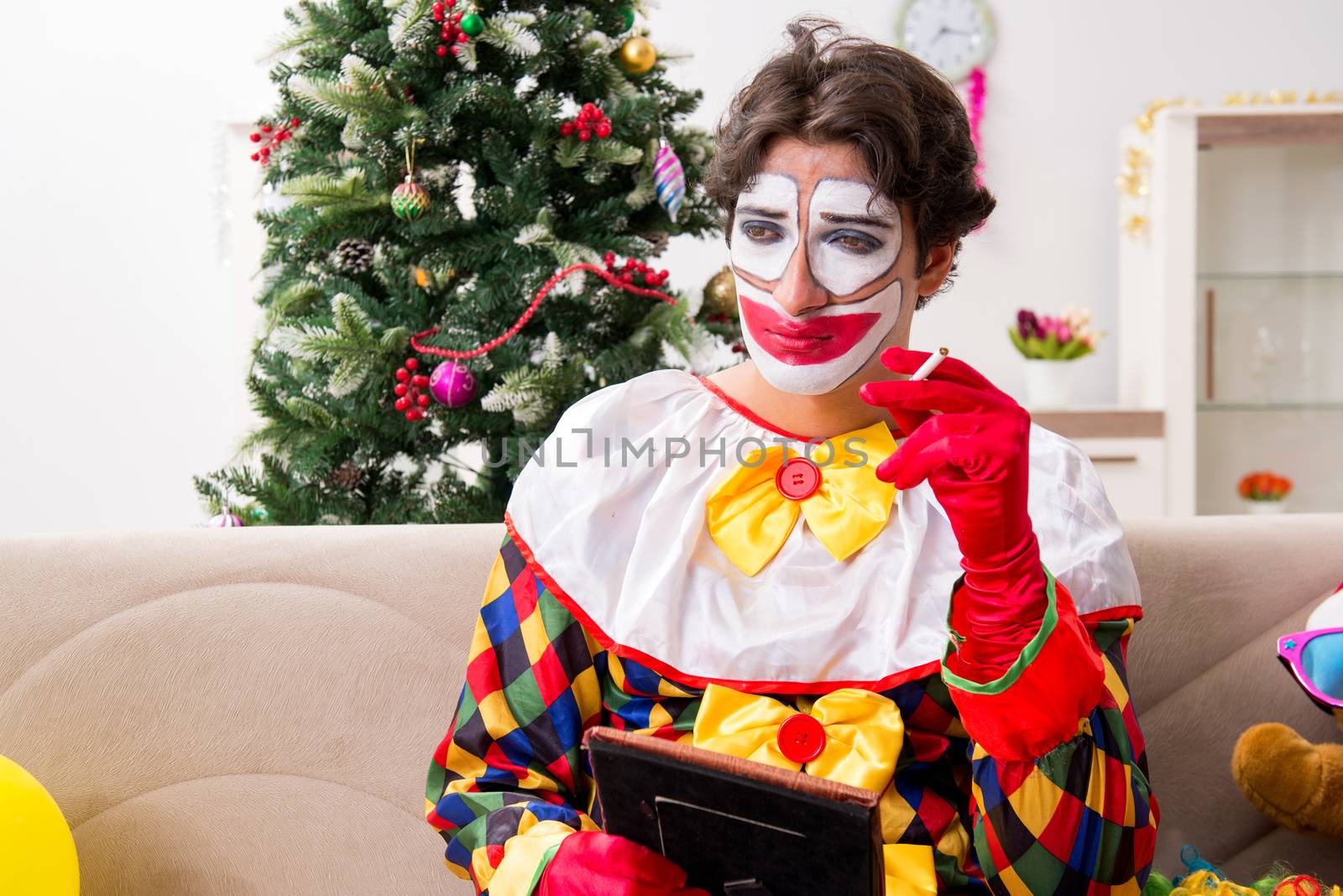 Funny clown in Christmas celebration concept 