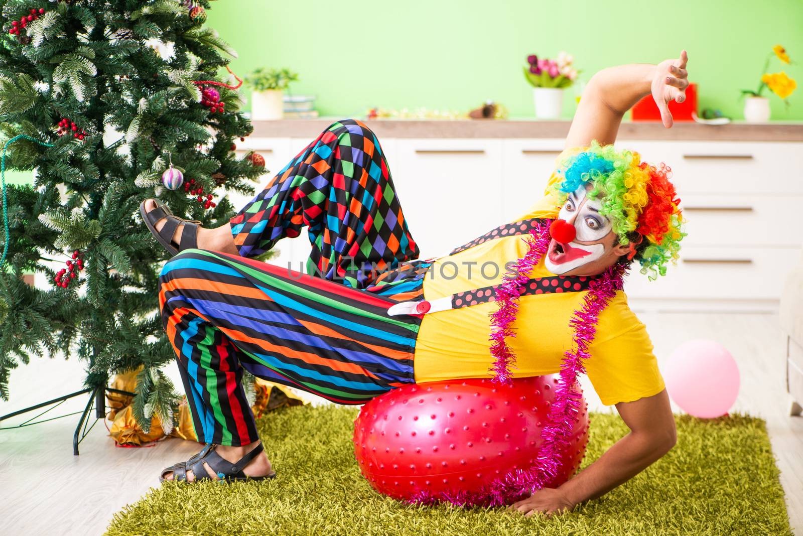 Funny clown in Christmas celebration concept 