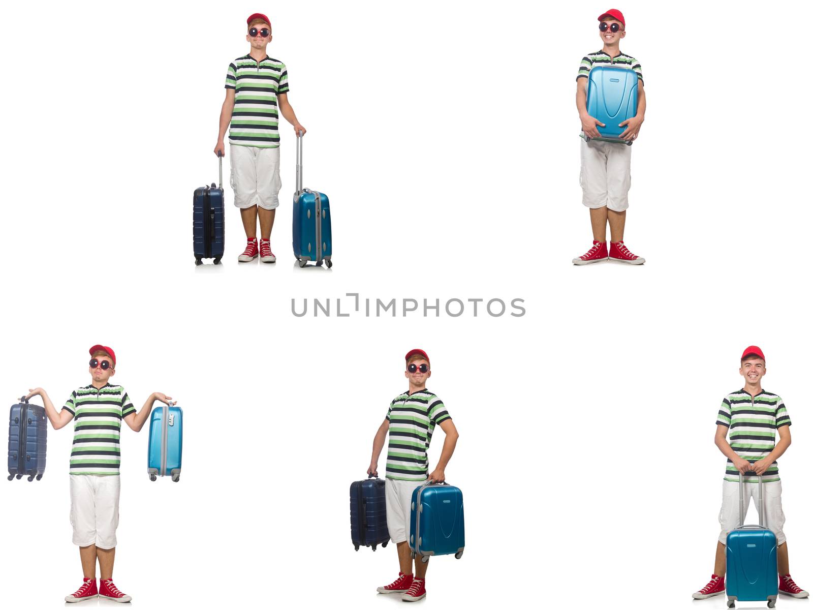 Young man with suitcase isolated on white  by Elnur