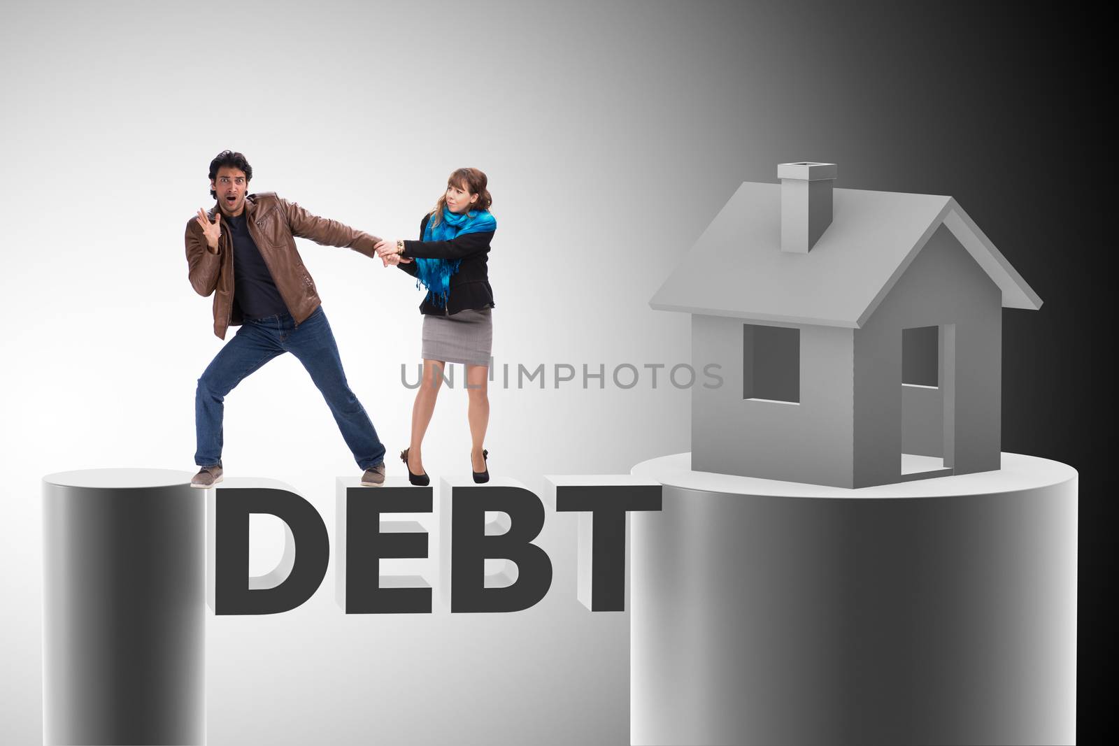 Concept of family taking mortgage loan for house by Elnur