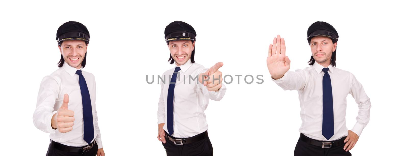 Funny pilot isolated on white